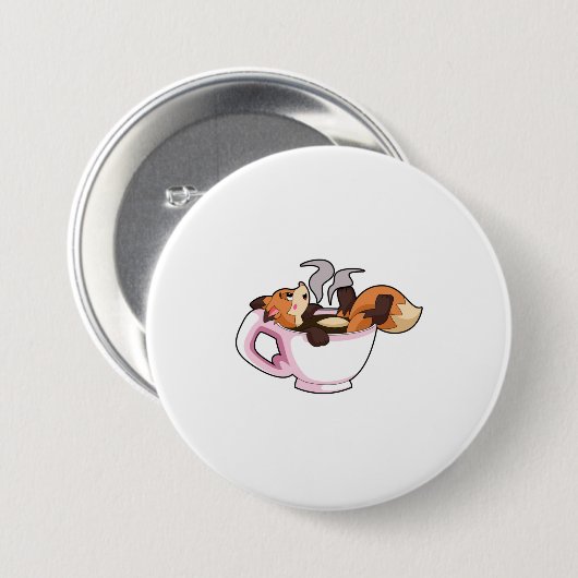 Fox mit Kaffee-Cup Button (Vorne & Hinten)