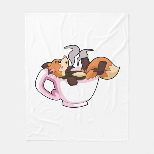 Fox mit Kaffee-Cup Fleecedecke (Vorderseite)