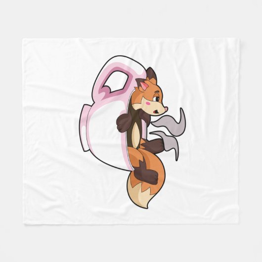 Fox mit Kaffee-Cup Fleecedecke (Vorderseite (Horizontal))