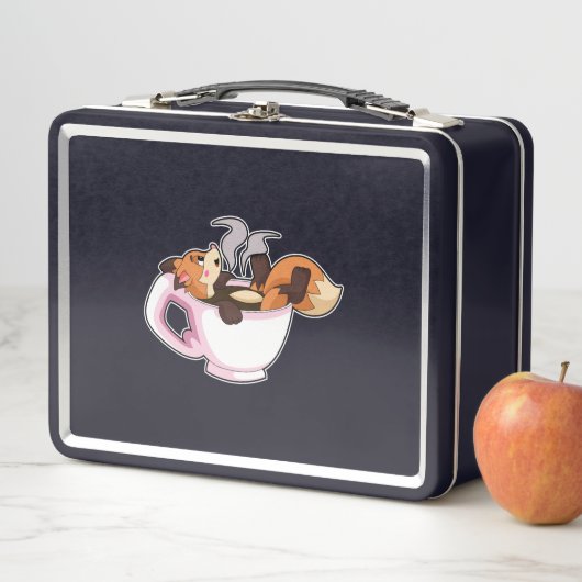 Fox mit Kaffee-Cup Metall Brotdose (Beispiel)