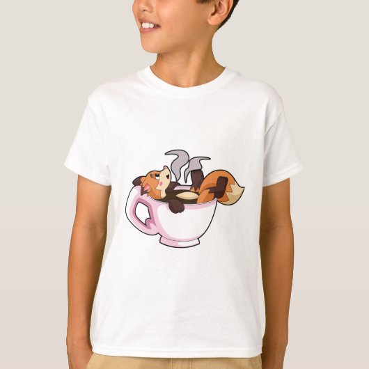 Fox mit Kaffee-Cup T-Shirt (Vorderseite)