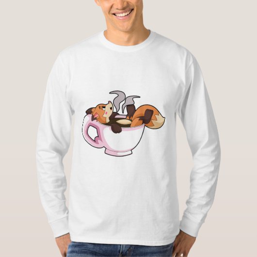Fox mit Kaffee-Cup T-Shirt (Vorderseite)