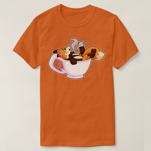 Fox mit Kaffee-Cup T-Shirt (Design vorne)