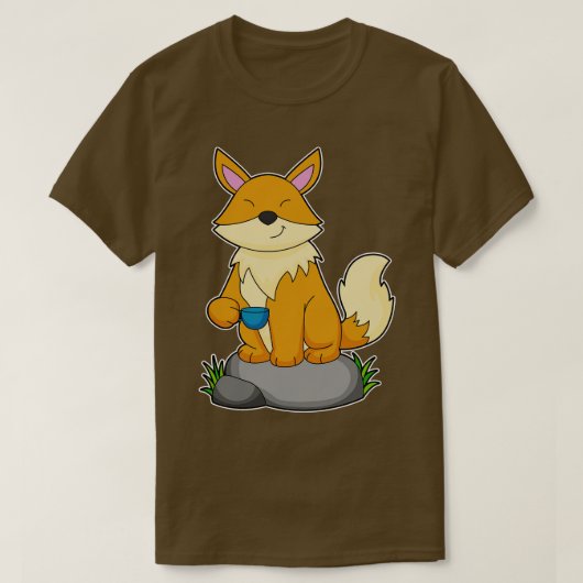 Fox mit Kaffeetasse 1 T-Shirt (Design vorne)