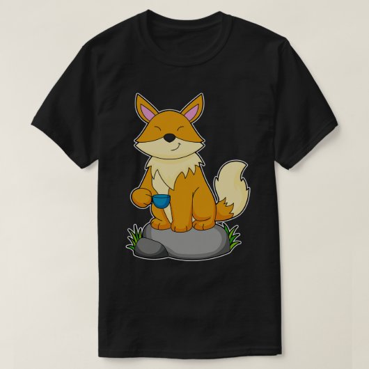 Fox mit Kaffeetasse 2 T-Shirt (Design vorne)