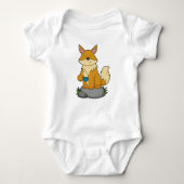 Fox mit Kaffeetasse Baby Strampler (Vorderseite)