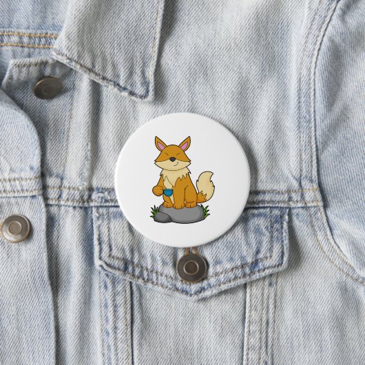 Fox mit Kaffeetasse Button (Beispiel)