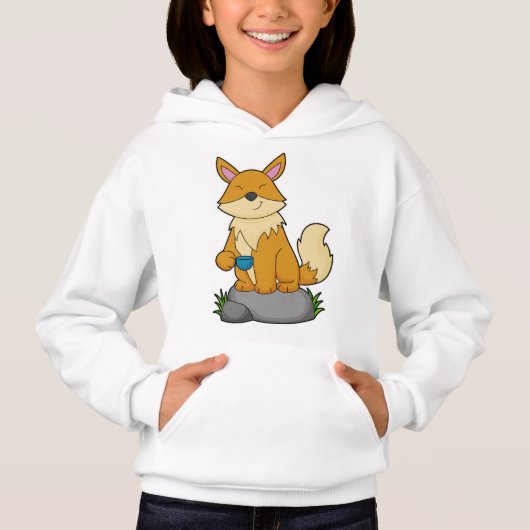 Fox mit Kaffeetasse Hoodie (Vorderseite)
