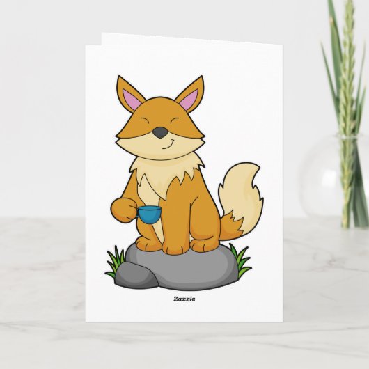 Fox mit Kaffeetasse Karte (Rückseite)