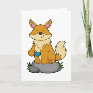 Fox mit Kaffeetasse Karte