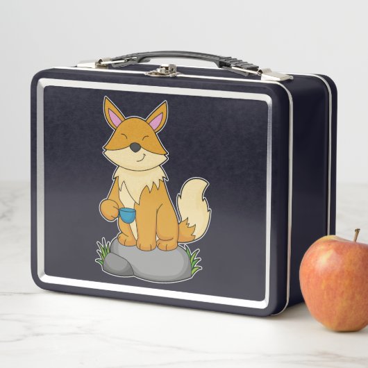 Fox mit Kaffeetasse Metall Brotdose (Beispiel)