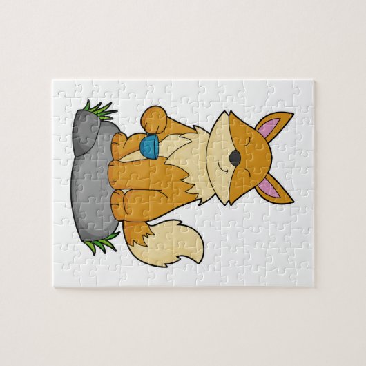 Fox mit Kaffeetasse Puzzle (Horizontal)