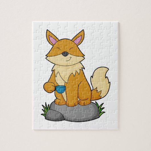 Fox mit Kaffeetasse Puzzle (Vertikal)