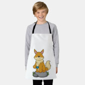 Fox mit Kaffeetasse Schürze (Getragen)