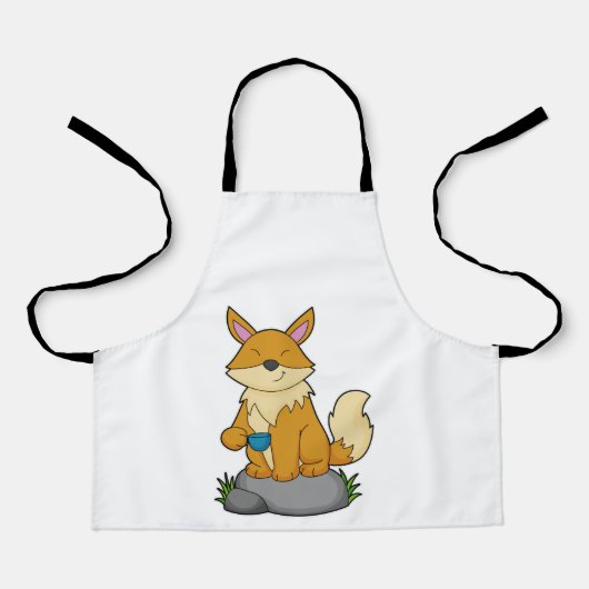 Fox mit Kaffeetasse Schürze (Vorderseite)