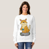 Fox mit Kaffeetasse Sweatshirt (Vorne ganz)