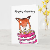 Fox mit Kuchen Geburtstagskarte Karte (Gelbe Blume)