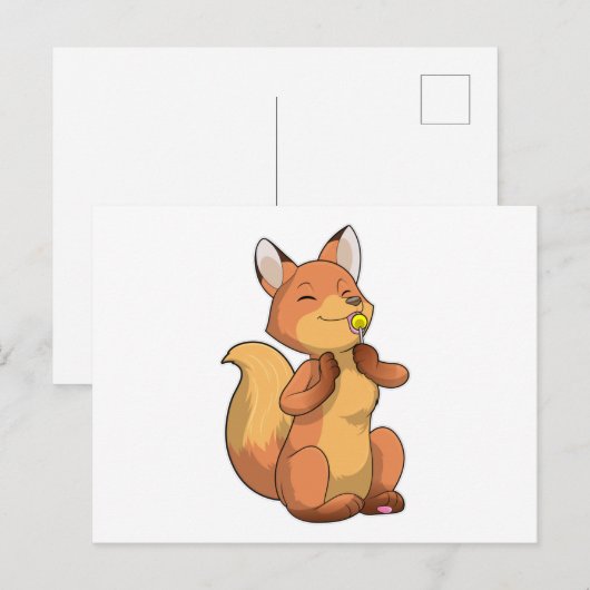 Fox mit Lollipop Postkarte (Vorne/Hinten)