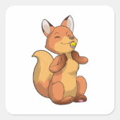 Fox mit Lollipop Quadratischer Aufkleber (Vorderseite)