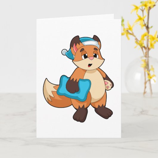 Fox mit Nightcap Karte (Gelbe Blume)