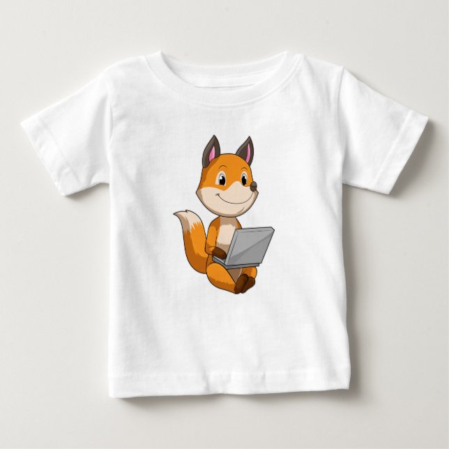 Fox mit Notebook Baby T-shirt (Vorderseite)
