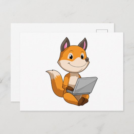 Fox mit Notebook Postkarte (Vorne/Hinten)