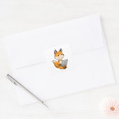 Fox mit Notebook Quadratischer Aufkleber (Umschlag)