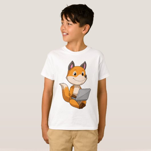 Fox mit Notebook T-Shirt (Vorne ganz)