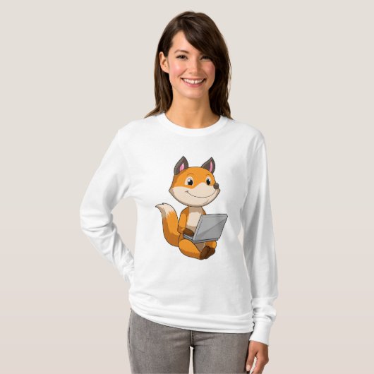 Fox mit Notebook T-Shirt (Vorne ganz)