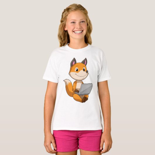 Fox mit Notebook T-Shirt (Vorne ganz)