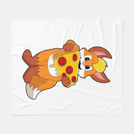 Fox mit Pizza Fleecedecke (Vorderseite (Horizontal))