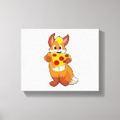 Fox mit Pizza Leinwanddruck (Vorderseite)