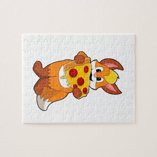 Fox mit Pizza Puzzle (Horizontal)