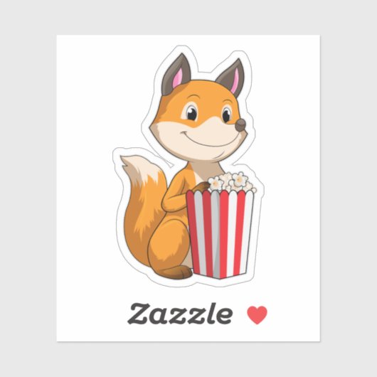 Fox mit Popcorn Aufkleber (Blatt)