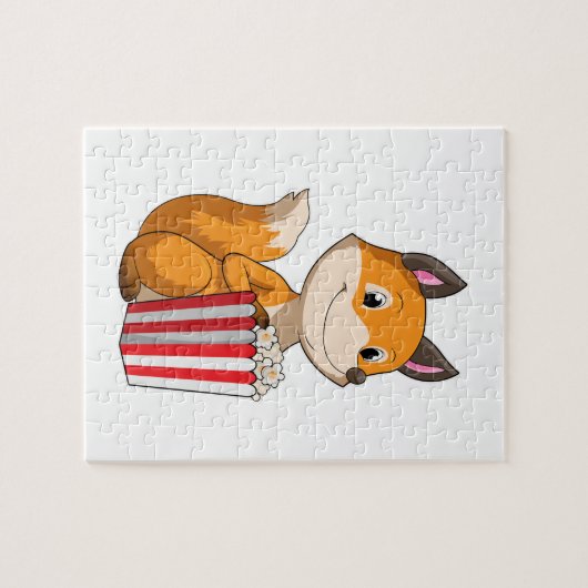 Fox mit Popcorn Puzzle (Horizontal)