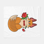 Fox mit Rose Blume Fleecedecke (Vorderseite (Horizontal))