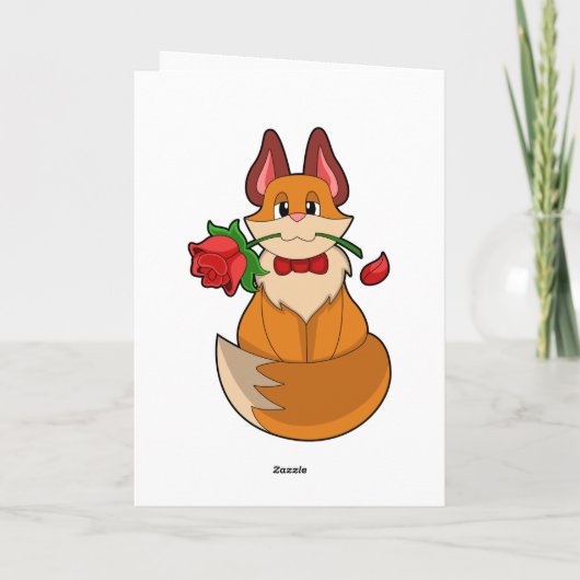 Fox mit Rose Blume Karte (Rückseite)