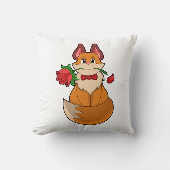 Fox mit Rose Blume Kissen (Vorderseite)