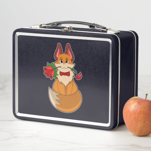Fox mit Rose Blume Metall Brotdose (Beispiel)