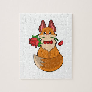 Fox mit Rose Blume Puzzle