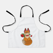 Fox mit Rose Blume Schürze (Vorderseite)