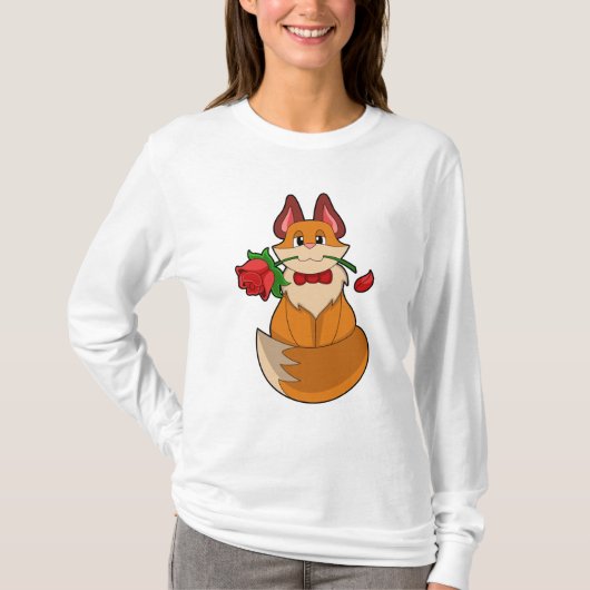 Fox mit Rose Blume T-Shirt (Vorderseite)
