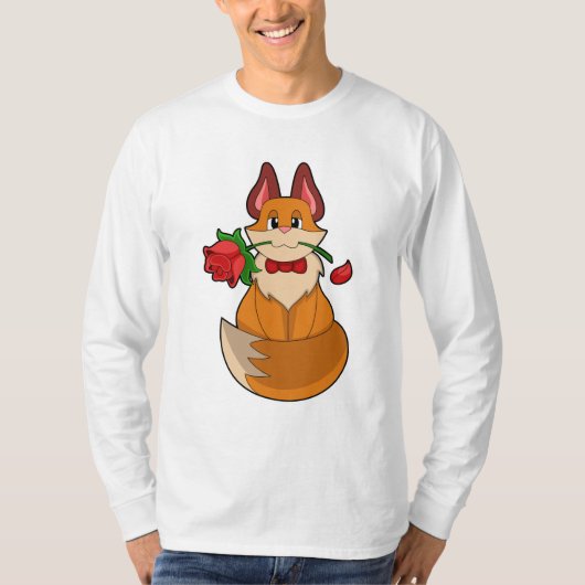 Fox mit Rose Blume T-Shirt (Vorderseite)