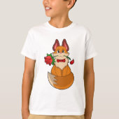 Fox mit Rose Blume T-Shirt (Vorderseite)