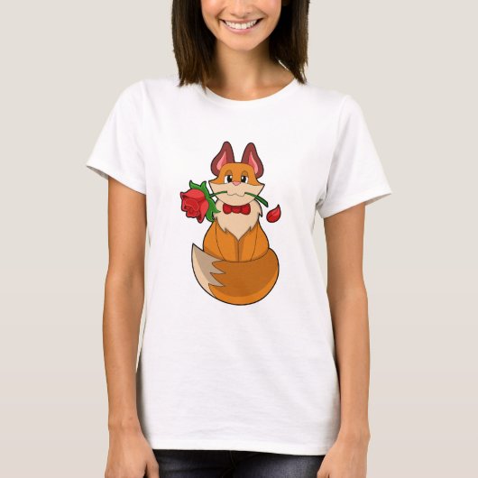 Fox mit Rose Blume T-Shirt (Vorderseite)