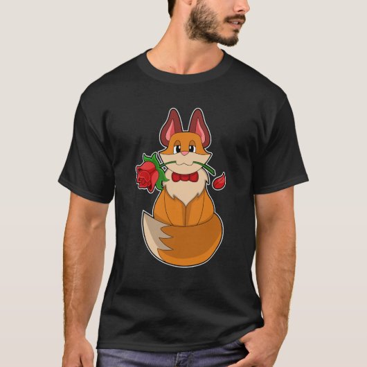 Fox mit Rose Blume T-Shirt (Vorderseite)