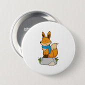 Fox mit Scarf auf Rock Button (Vorne & Hinten)
