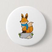 Fox mit Scarf auf Rock Button (Vorderseite)