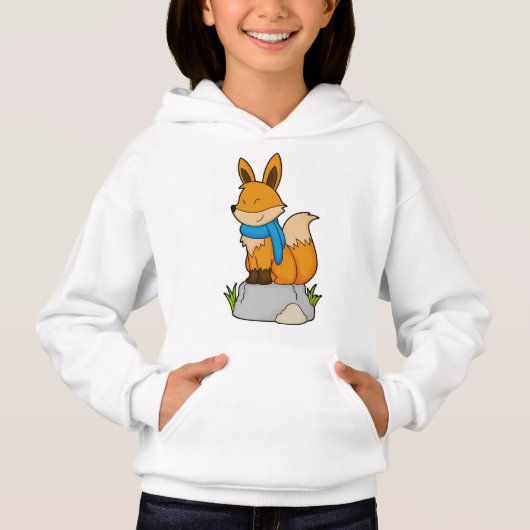 Fox mit Scarf auf Rock Hoodie (Vorderseite)