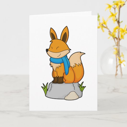 Fox mit Scarf auf Rock Karte (Gelbe Blume)
